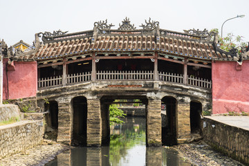 Nhat Ban bridge (Japanese covered bridge) in Hoi An ancient town. Hoi An is UNESCO site
