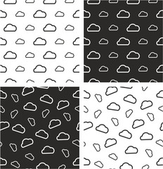 Weather Forecast Cloud Big & Small Aligned & Random Seamless Pattern Set