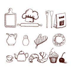 Hand drawn kitchen set