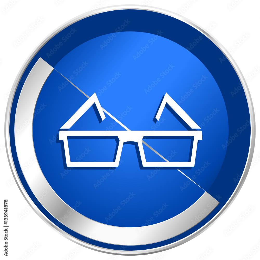 Poster 3d glasses silver metallic web and mobile phone vector icon