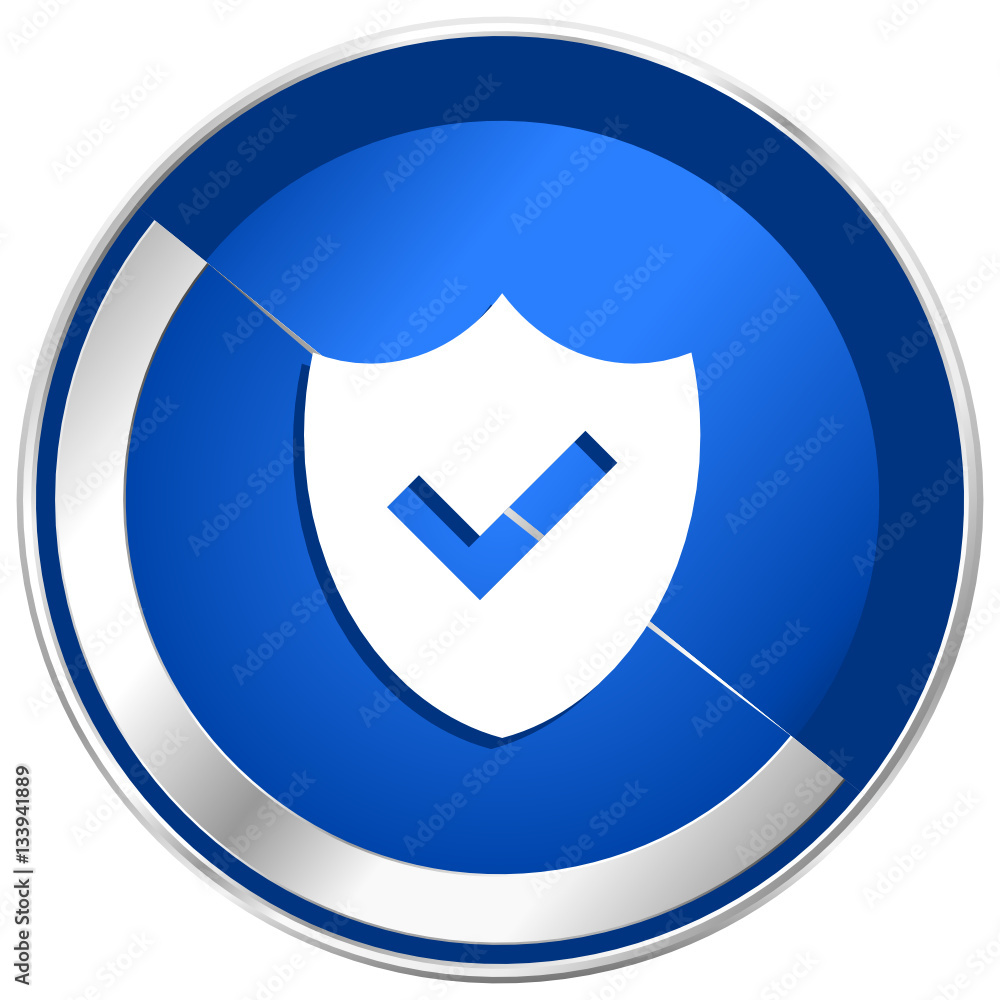 Poster shield silver metallic web and mobile phone vector icon.