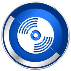 Vinyl music silver metallic web and mobile phone vector icon.