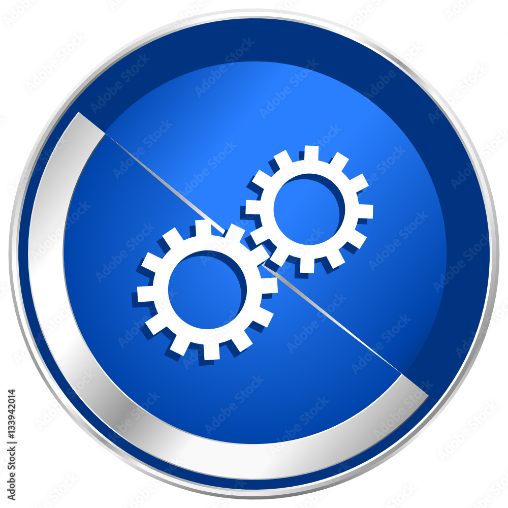 Poster gears silver metallic web and mobile phone vector icon