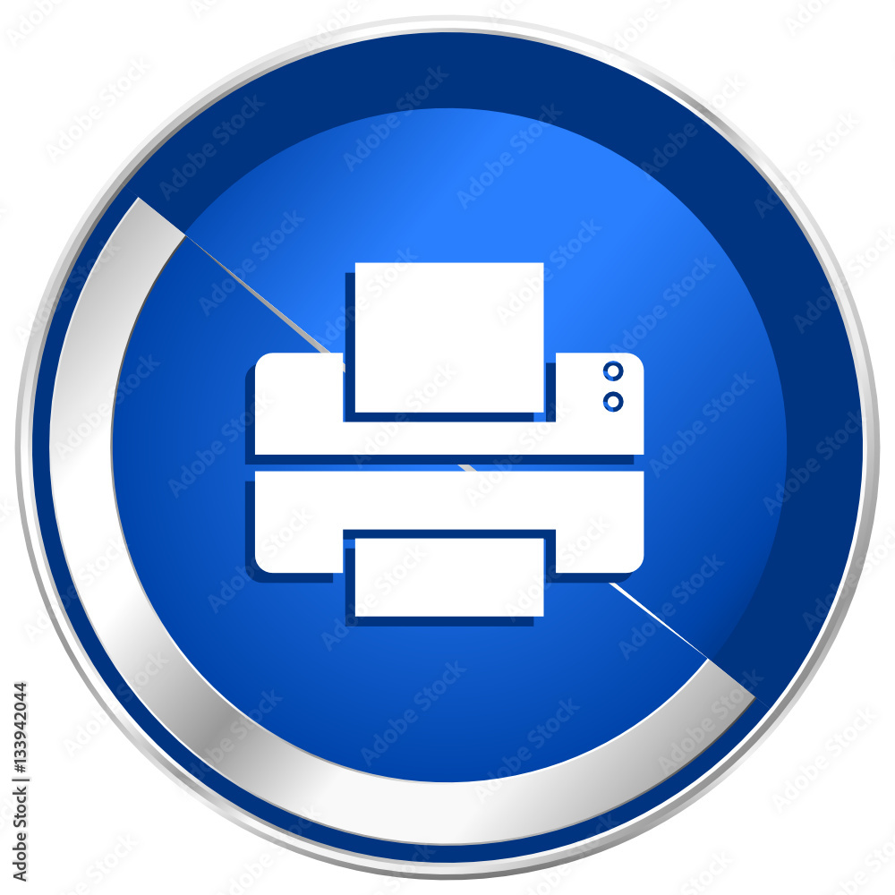Poster printer silver metallic web and mobile phone vector icon.