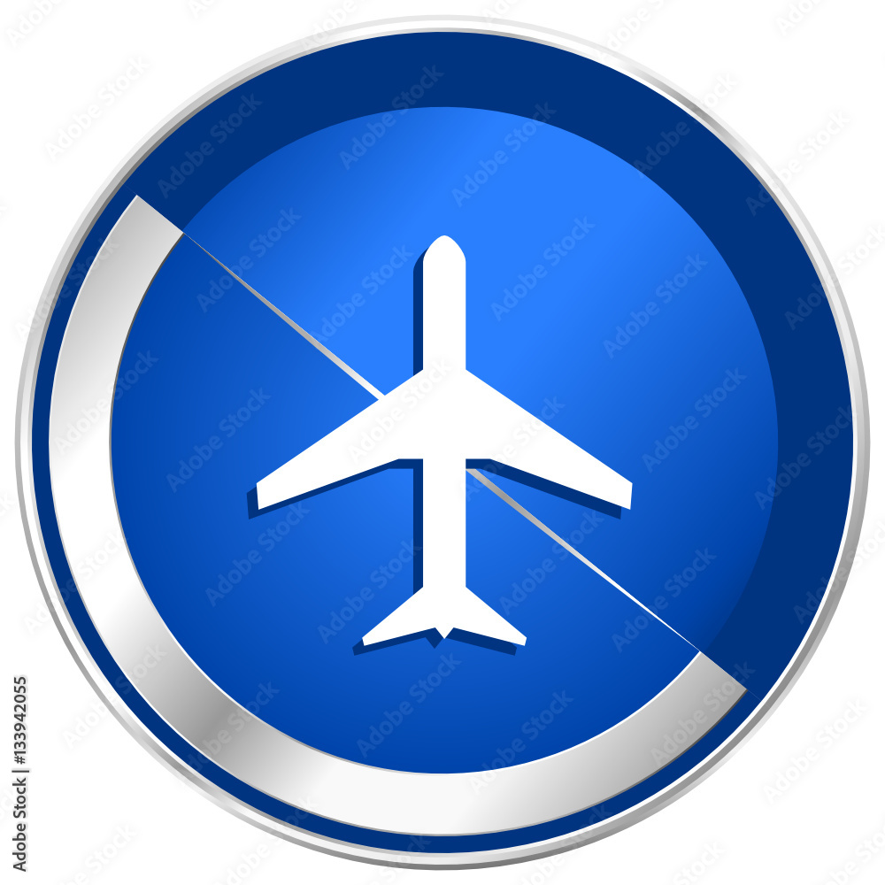 Poster plane silver metallic web and mobile phone vector icon.