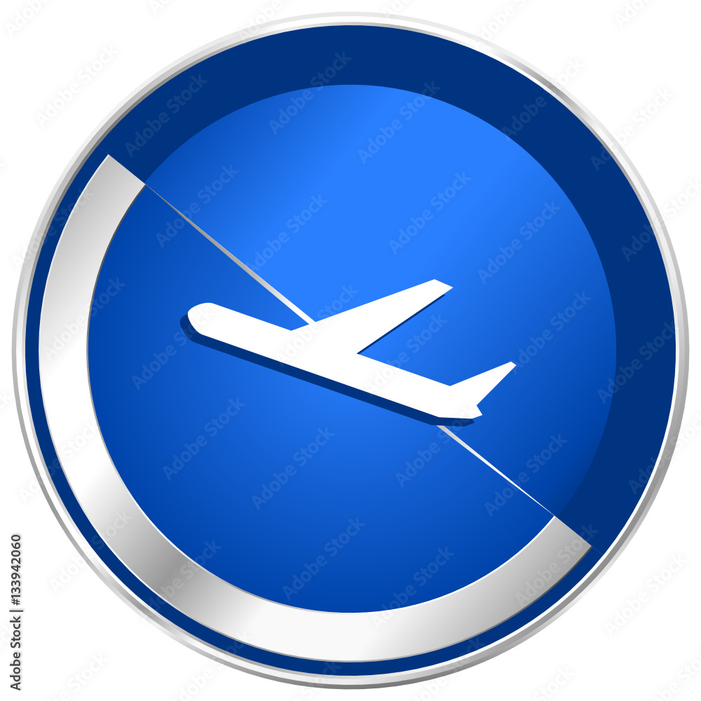 Poster deparures silver metallic web and mobile phone vector icon.