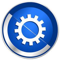 Gear silver metallic web and mobile phone vector icon.