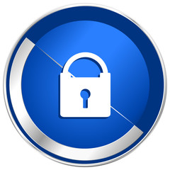 Padlock silver metallic web and mobile phone vector icon.