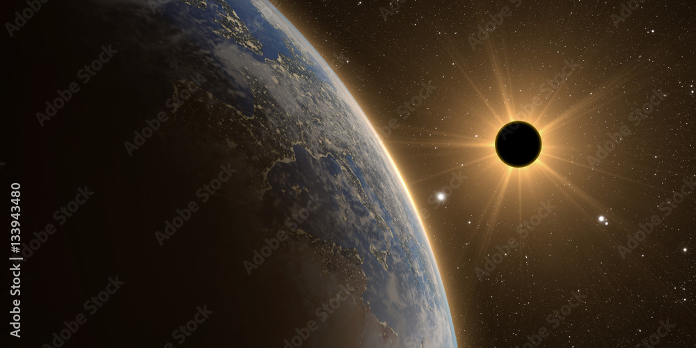 Canvas Prints sun eclipse,full sun eclipse with abstract scientific background