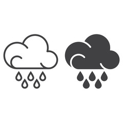 Rain cloud line icon, outline and filled vector sign, linear and full pictogram isolated on white. Weather forecast symbol, logo illustration