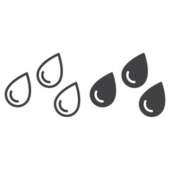 Water drops line icon, outline and filled vector sign, linear and full pictogram isolated on white. Rain symbol, logo illustration