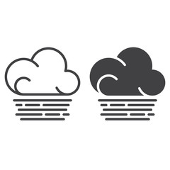 Fog cloud line icon, outline and filled vector sign, linear and full pictogram isolated on white. Weather forecast symbol, logo illustration