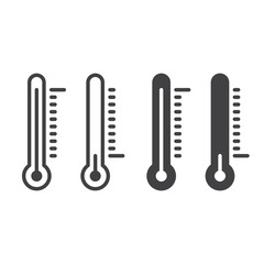 Thermometer line icon, outline and filled vector sign, linear and full pictogram isolated on white. Temperature symbol, logo illustration