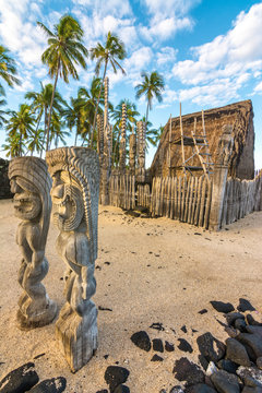 Ki'i in Pu'uhonua O Honaunau National Historical Park, Big Island, Hawaii