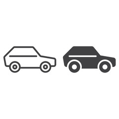 Car line icon, outline and filled vector sign, linear and full pictogram isolated on white. Vehicle symbol, logo illustration