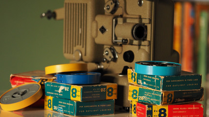 8 mm projector running with vintage film