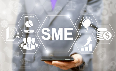 SME or Small and medium-sized enterprises smartphone web business KEY TO SUCCESS concept