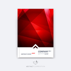 Abstract composition, red polygonal texture, triangle part construction, line plexus, a4 brochure title sheet, creative figure icon, ruby crystal facet, rubine diamond surface, banner form, flyer font