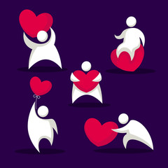 funny fat people amd heart, love emblems for you Valentine logo