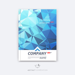 Abstract composition, blue polygonal texture, triangle part construction, line plexus, a4 brochure title sheet, creative figure icon, sapphire crystal facets, diamond surface, banner form, flyer font