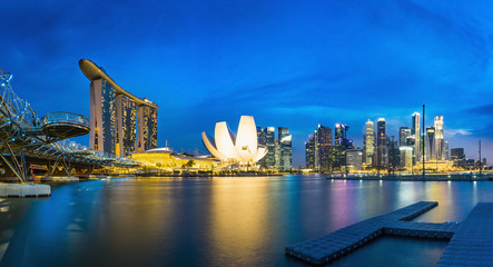 Singapore skyline cityscape at twilight at Marina Bay