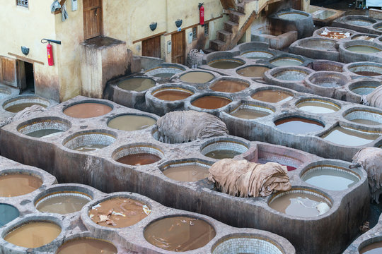 Tanneries of Fes, Morocco, Africa
