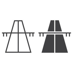 Highway line icon, outline and filled vector sign, linear and full pictogram isolated on white. Symbol,  logo illustration