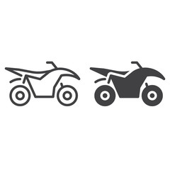 Quad bike line icon, ATV outline and filled vector sign, linear and full pictogram isolated on white. Symbol,  logo illustration