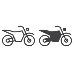Fototapeta na wymiar Dirt bike line icon, motorcycle outline and filled vector sign, linear and full pictogram isolated on white. Symbol, logo illustration