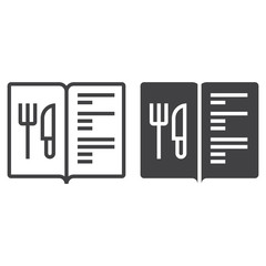 Restaurant menu line icon, outline and filled vector sign, linear and full pictogram isolated on white. Symbol,  logo illustration