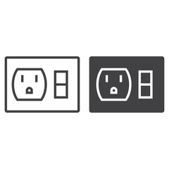 outlet switch line icon, outline and filled vector sign, linear and full pictogram isolated on white. Symbol,  logo illustration