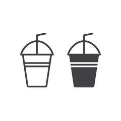 Milk shake line icon, outline and filled vector sign, linear and full pictogram isolated on white. Symbol,  logo illustration