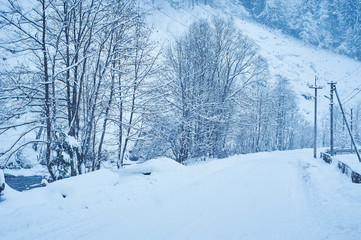 Winter road after the snowfall