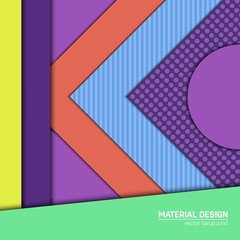 Vector material design background. Abstract creative concept layout template. For web and mobile app, paper art illustration, style blank, poster, booklet. Motion wallpaper element. Flat ui.