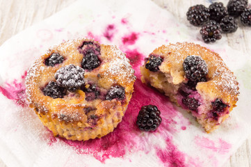blackberry muffins on a plate