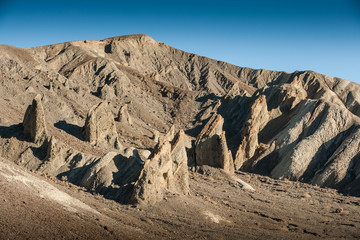 Upstanding rocks at Death Valley near Furnace Creek Inn, CA