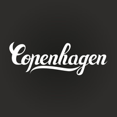 hand-written word Copenhagen, vector illustration