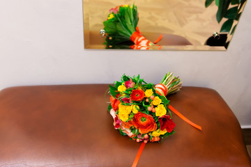 Colorful bridal bouquet of flowers
