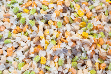 Pile candy and taffy sweets with colorful for background