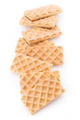 Waffle with crem isolated on white background.