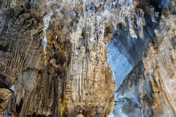 Stalactite rock formations in Phong Nha Cave in Phong Nha-Ke Bang National Park, a UNESCO World Heritage Site in Quang Binh Province, Vietnam