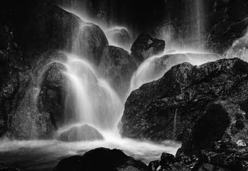 Foto op Aluminium Zwart wit zwart-wit cascade