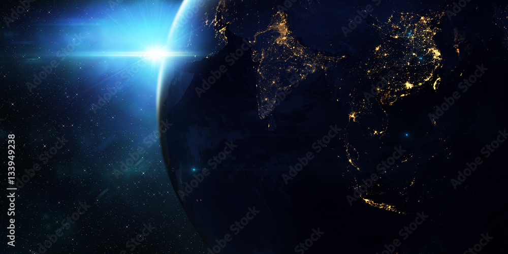 Poster Technology background/Technology background with connecting dots and lines. Connection structure digital communication. Some elements of the image provided by NASA. 3d rendering