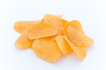 Potato chips on the papric. Eco food.