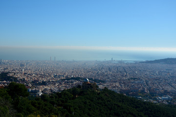 Aerial view of Barcelona city in Spain.