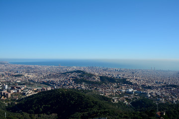 Fototapeta na wymiar Aerial view of Barcelona city in Spain.