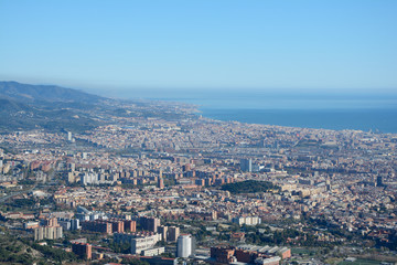 Aerial view of Barcelona city in Spain.