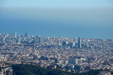 Fototapeta na wymiar Aerial view of Barcelona city in Spain.