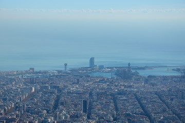 Naklejka premium Aerial view of Barcelona city in Spain.