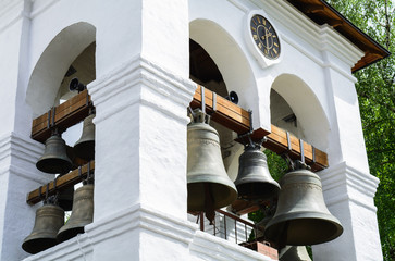The bell tower, the city of Sergiev Posad, the holy places in Orthodoxy, the Russian Federation, May 2016